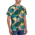 thumbnail image 4 of Yiaed Hawaiian Style Print Mens Short Sleeve Tight Fit T-Shirt, Crewneck Casual Tee-Small, 4 of 5