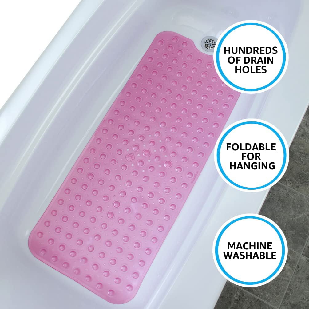 Case of 6 - Textured Non-Slip Adhesive Bathmat - CLEAR / FROSTED 16 X 34  - In Stock