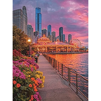 Chicago Cityscape Sunset Canvas Print/Wall Art, Perfect for Living Room, Bedroom, Office, Dining Room, and Hotel Decor