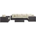 thumbnail image 5 of Modern Contemporary Urban Design Outdoor Patio Balcony Seven PCS Sectional Sofa Set, Beige, Rattan, 5 of 9