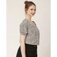thumbnail image 3 of Moomaya Crop Tops For Women, Square Neck, Short Puff Sleeve, Buttoned Casual Summer Top, 3 of 8