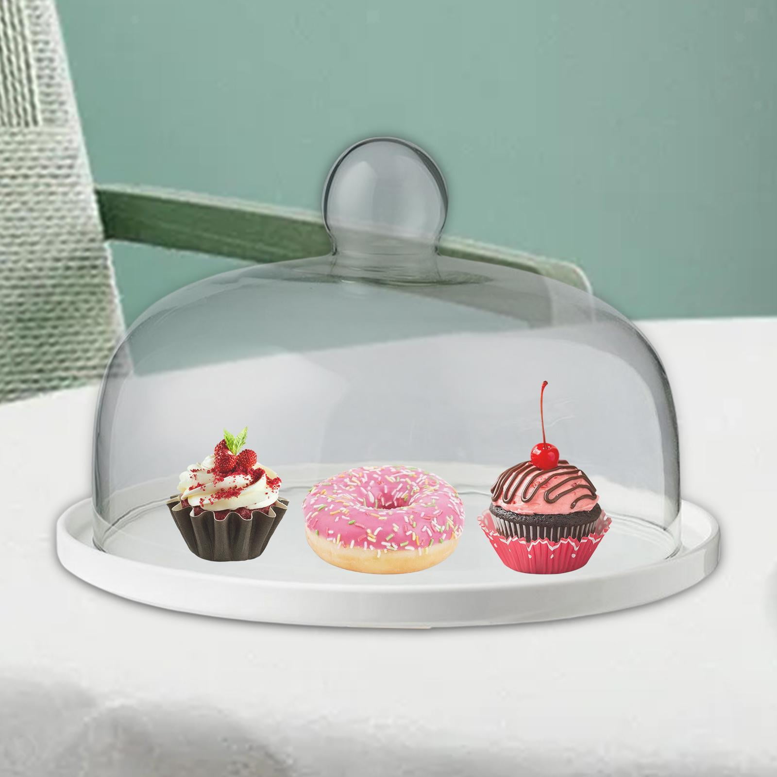 Clear Cake Stand Dome Lid Glass Cover Serving Tray Dessert Display For