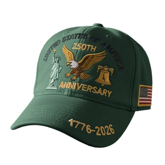 U.S.A. 250th Anniversary Commemorative Hat, Embroidered Adjustable 250 Anniversary USA Hat, Patriotic Bald Eagle Baseball Cap (3pcs, Green)