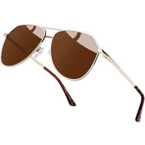 Kanastal Polarized Aviator Sunglasses, Gold/Brown