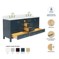 thumbnail image 3 of Ariel Cambridge 72 Inch Double Oval Sink Bathroom Vanity With Carrara White Quartz Countertop 1.5 Edge In Midnight Blue, 3 of 10