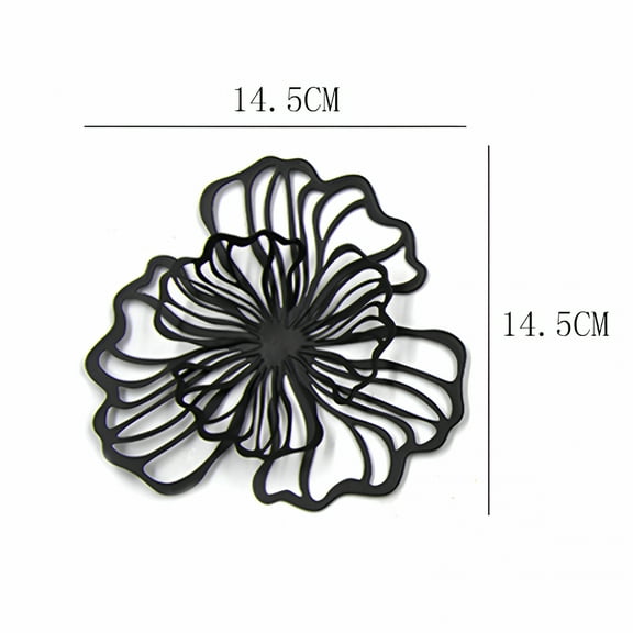 LAMIRO Iron Wall Decoration Floral Wall Hanging Decor Home Office Decor, Modern Wall Ornament Metal Wall Art for Hotel Kitchen Black Small
