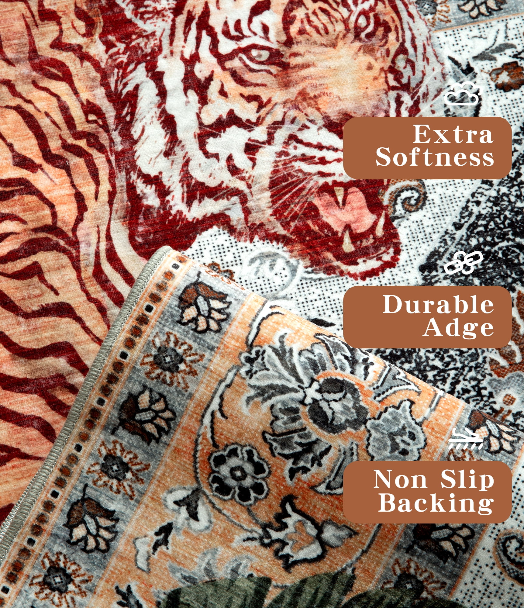ChakmeOne Area Rugs 9x12 Ft Rugs for Living Room，Animal Print, Machine Washable, Non-Slip Stain Resistant Soft Carpet for Bedroom, Dining Room, Farmhouse, Nursery, Hallway Home Decor