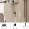 thumbnail image 5 of Vabches White Vanity with LED Mirror, Upholstered Stool Makeup Table Set with 2 Drawers and Sliding Jewelry Storage Cabinet, 5 of 8