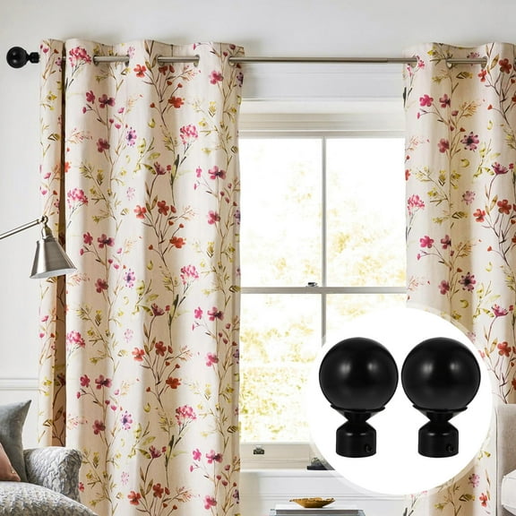 GOOHOCHY 2 Pcs Finials Curtain Rod Decorative Head Roman Rod Decorative End 8.5x6cm Black