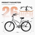 thumbnail image 2 of Marknig 26" Cruiser Bike, 1-Speed Beach & City Cruiser Bicycle for Adult Women and Men with Rear Rack, Gray, 2 of 11