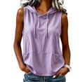 thumbnail image 3 of Awwp Women's Sleeveless Hooded Tank Top, Casual Sports Vest Breathable Tank Top Purple L, 3 of 4