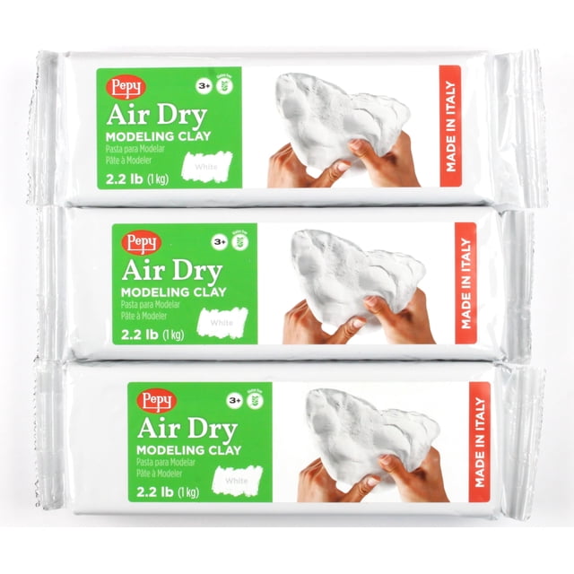 Barro para modelar Pepy Premium europeo de secado al aire blanco, paquete de 3, 3 kg