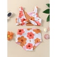 thumbnail image 3 of Toddler Baby Girls Two Piece Swimsuit Bikini Sleeveless Floral Heart Print Two Sided Swimwear Backless Tankini 3Y 4Y, 3 of 10