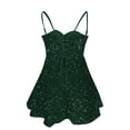 thumbnail image 5 of asdoklhq Summer Dresses Women Prom Dresses Women's Fashionable Solid Color Sequin Suspender V-neck Dress Green S, 5 of 6