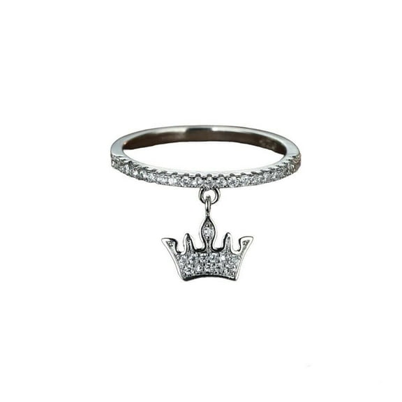 Crown Dangle Charm Engagement Ring For Women's Gift 1.9 Ct Diamond 14K White Gold Over
