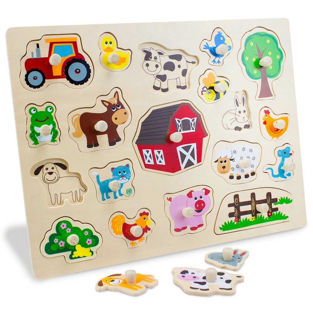 Peg Board Puzzle, Professor Poplar Jumbo Barnyard Helpers Kid Puzzle