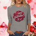 thumbnail image 5 of FMFYFH Hauts de la Saint-Valentin à Manches 3/4 pour Femmes, T-Shirts à Col Rond, Tunique Ample Décontractée, 5 of 5