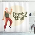 thumbnail image 1 of Retirement Party Shower Curtain, Gray-Haired Old Man with Beard Dancing Happily Cartoon Style Party Time, Fabric Bathroom Set with Hooks, 69W X 75L Inches Long, Multicolor, by Ambesonne, 1 of 3