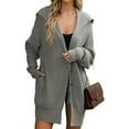 thumbnail image 2 of Women'S Button Down Cardigan Sweaters Oversized Lapel Chunky Warm Loose Soft Knit Outwear Grey L, 2 of 7