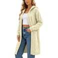 thumbnail image 2 of jehdhy Womens Winter Long Cardigan Sweaters Long Sleeve Open Front Hooded Coat Fall Fashion Casual Outwear Tops with Pocket, 2 of 7