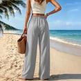 thumbnail image 7 of Liuinsasek Womens Wide Leg Pants Solid-Color High-Waisted Casual Drawstring Pants Elastic Waistband with Ruffle Trim Lightweight and Comfortable, 7 of 7
