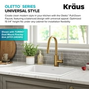 KRAUS Oletto Single Handle Pull Down Kitchen Faucet with QuickDock Top Mount Installation Assembly in Spot-Free Brushed Brass