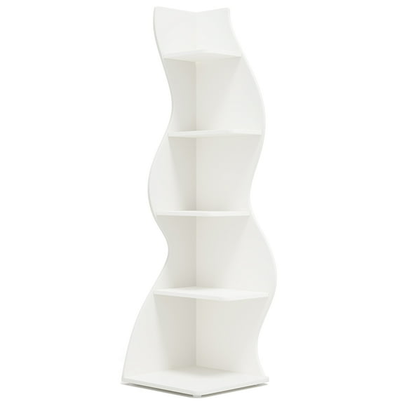Kepooman 5-Tier Corner Shelf, Modern Wall Corner Bookshelf Bookcase,White