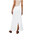 thumbnail image 4 of RQYYD Linen Flared Maxi Skirt with Back Slit Elastic Waist Drawstring Long Flowy Ankle-Length Skirt, 4 of 5