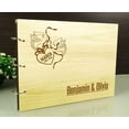 thumbnail image 3 of Custom Wood Wedding Guest Book Rustic Wooden Engraved Guestbook Heart & Pigeon Bird, 3 of 6