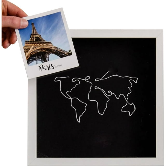 LAICAIW Adventure Archive Box, Ticket Stub Shadow Box Frame, Travel Shadow Box, White Travel Memory Box, Wood Frame Travel Tickets Box, Ticket Shadow Box with Slot, Memory Box for Keepsakes