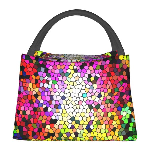 Balery Colorful Tie Dye Stained Glass 3 Bolsa de Aislamiento Portátil – Bolsa de Almuerzo con Forro de Aluminio Mejorado, Funda Impermeable y Fácil de Limpiar para Picnic y Caja de Almuerzo