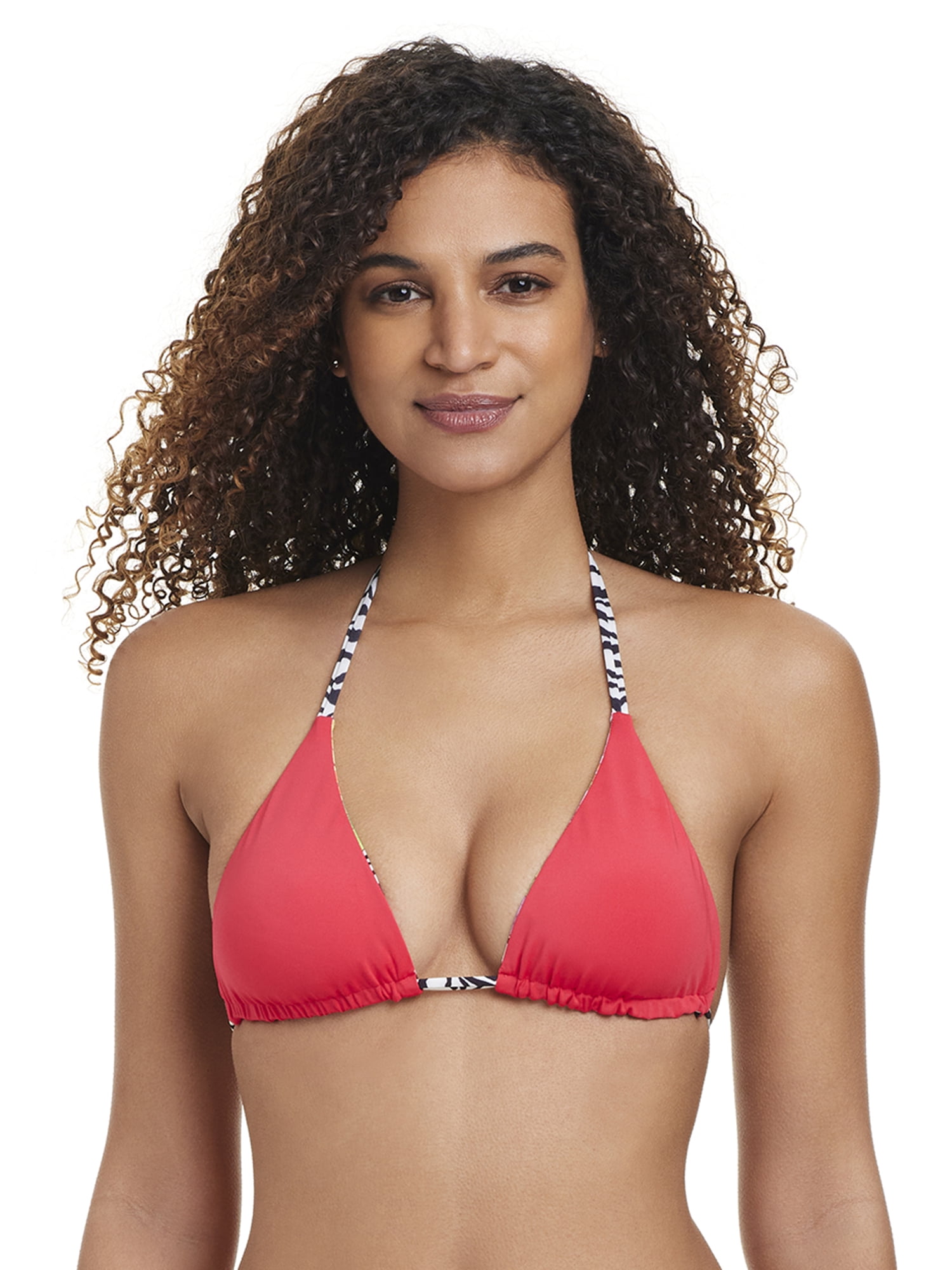 Jessica Simpson Women's Zebra Floral Reversible Bikini Top, Sizes