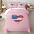 thumbnail image 2 of Manfei Cute American Flag Heart Bed Spread Queen,Pink Queen Coverlet Set,3pcs, 2 of 7