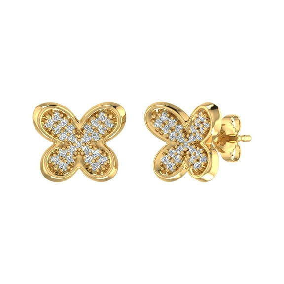 0.15 Carat Butterfly Diamond Stud Earrings in 10K Yellow Gold