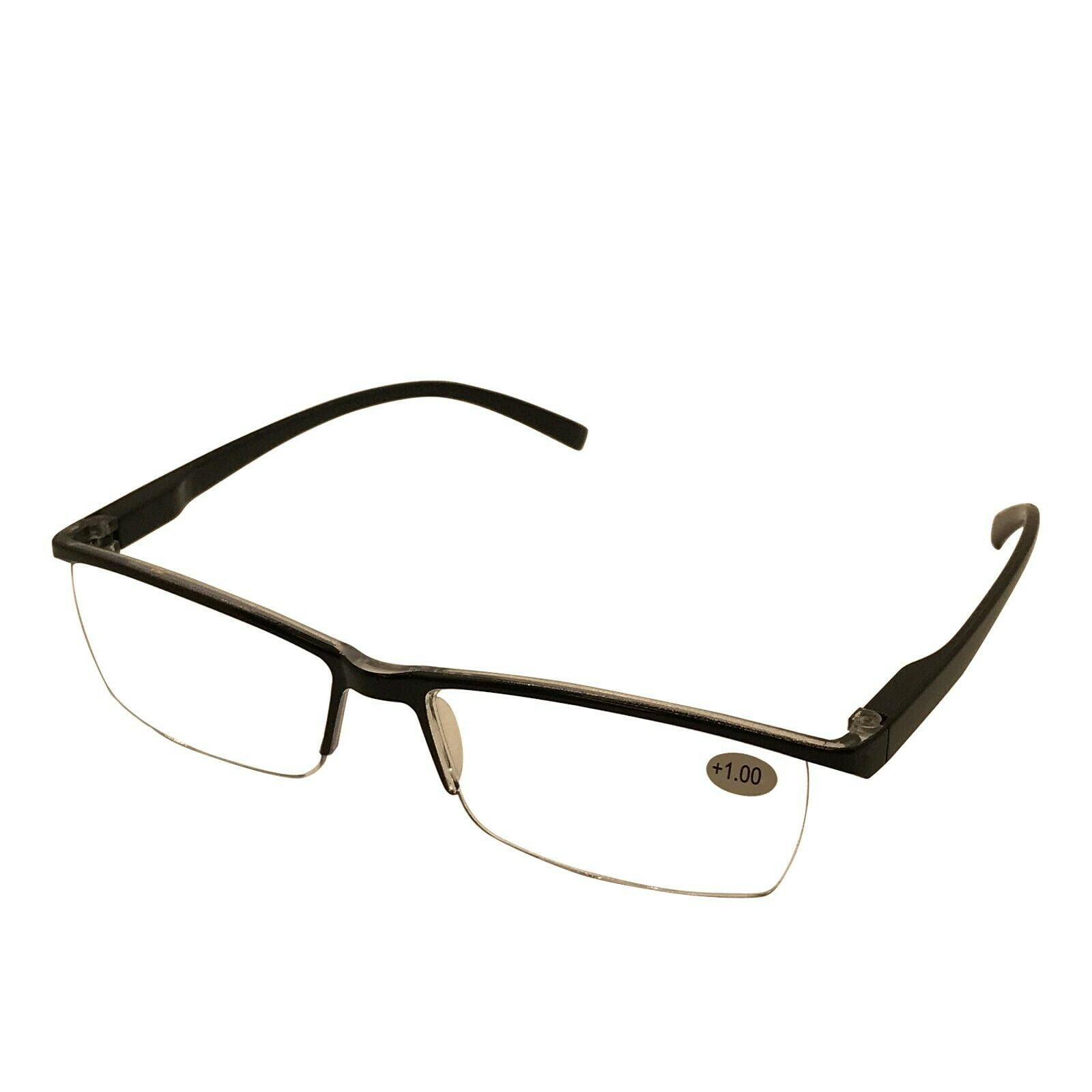 12 Packs Mens Rectangle Half Frame Reading Glasses Blue Light Blocking Black Spring Hinge Readers +2.75