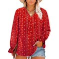 thumbnail image 1 of Blusa Eytino para mujer, talla grande, chifón, bohemio, estampado floral, roja, 1 of 6