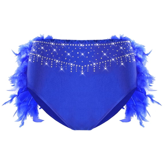 Zaldita Womens High Waisted Bottoms Shorts Back Feather Ballet Dance Briefs Panty Royal Blue L