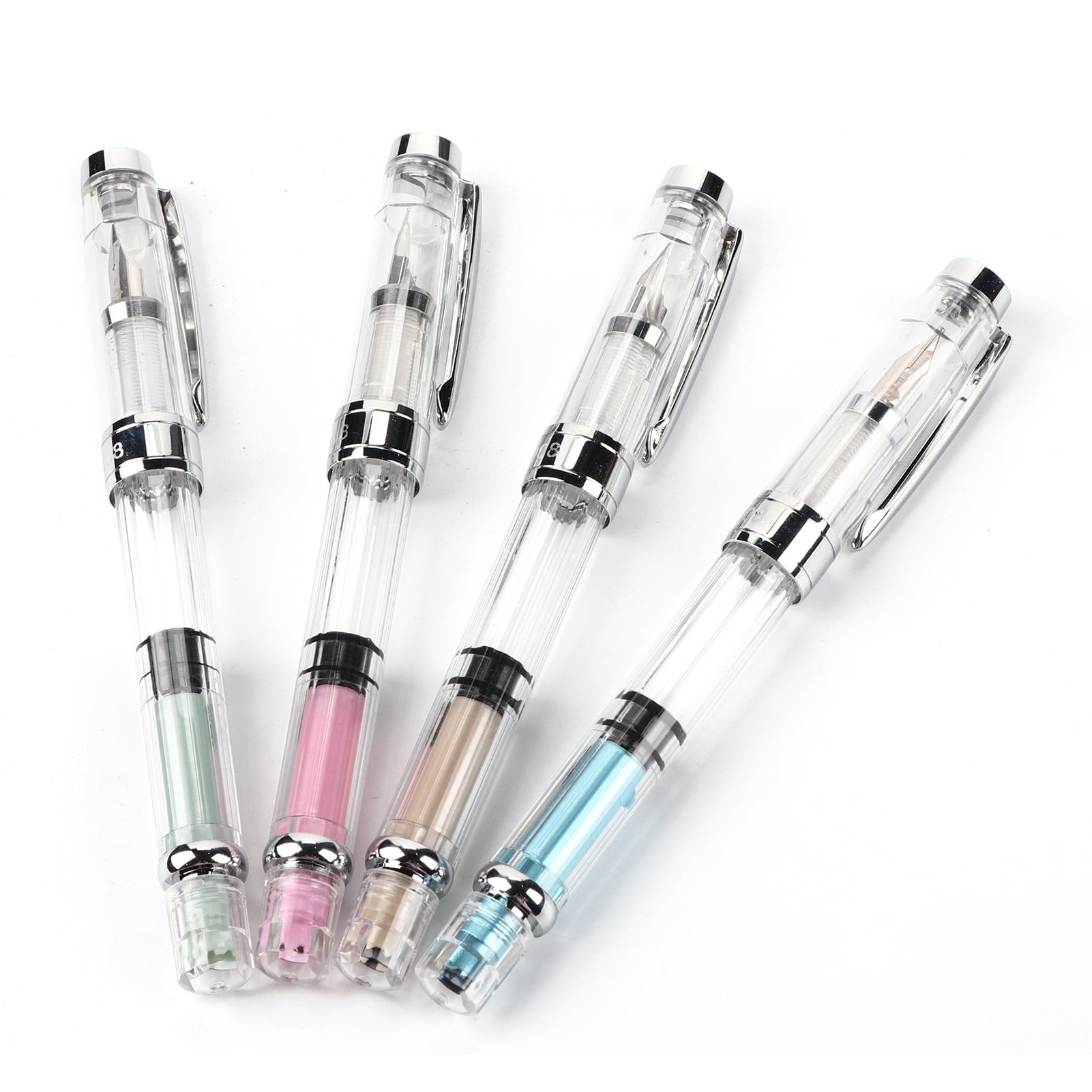 Fountain Pen, Durable Portable Nib Fountain Pen 0.5mm Point Fountain Pen Transparent Fountain Pen  For Office Home School