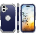 thumbnail image 3 of Decase Compatible with Apple iPhone 16 Phone Case,Shockproof Three Layer Heavy Duty Soft Silicone Rubber Bumper+Hard Plastic Hybrid Protective Case for iPhone 16,Darkblue, 3 of 7