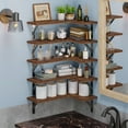thumbnail image 6 of Tomnk Corner Floating Shelves, Set of 5 Rustic Wood Wall Shelves, Dark Carbonized Black, 6 of 7