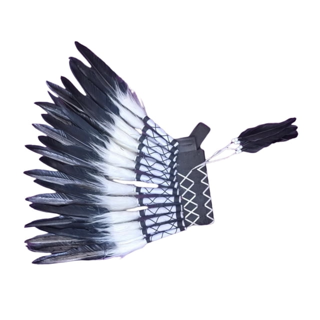 Sombrero indio con plumas, tocado versátil para hombres y mujeres, accesorio único para el rendimiento. Pluma negra
