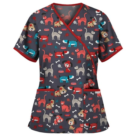 

CHMORA Women’s Medical Scrub Top Berkeley ave V-Neck Scrub Shirt Wrinkle Resistant Great for Nurses Charcoal
