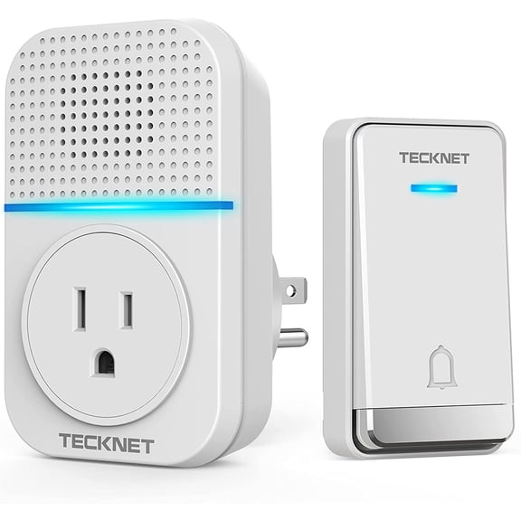 Wireless Doorbell, Plug-through Door Bell, IP66 Waterproof Doorbells, 1300ft Cordless Rang Bell Ringer Wireless, 60 Ringtones & 5 Level Volume, 0-110 dB Doorbell Chime for Home/Classroom