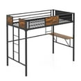 thumbnail image 2 of Costway Twin Size Loft Bed with Desk & Shelf Safety Guardrail & Ladder Space-Saving, 2 of 9