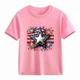thumbnail image 4 of Amidoa Girls Short Sleeve Graphic Crewneck Summer Independence Day T Shirts Kids Casual Tops Pink Size 12, 4 of 7