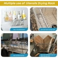 thumbnail image 6 of Sturdy 304 Stainless Steel Utensil Drying Rack Basket Holder with Hooks 3 Divided Compartments, Rust Proof, No Drilling, 6 of 6