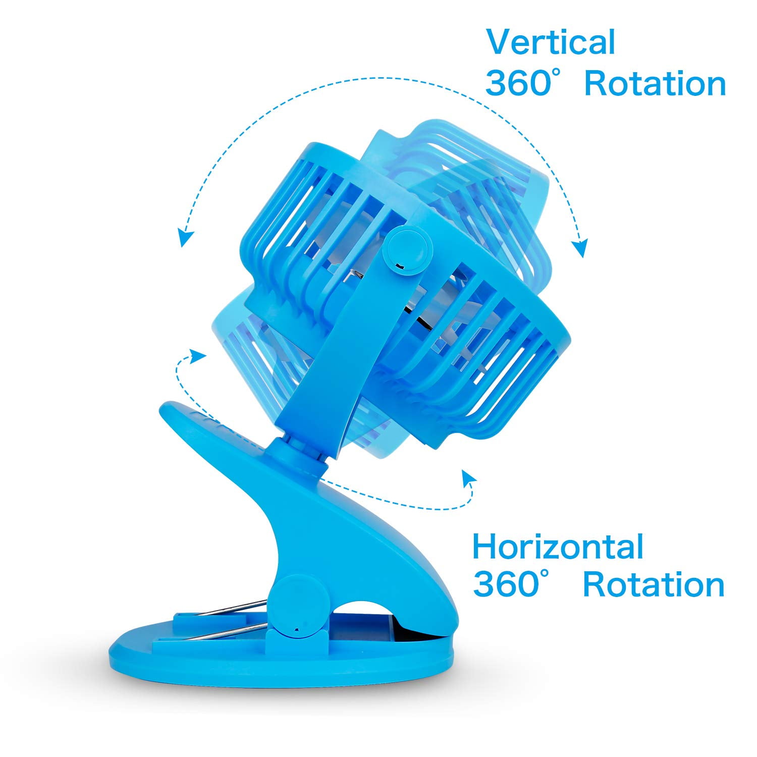 SkyGenius 3-Speed Rechargeable Clip-On Desk Fan