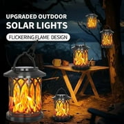 Solar Lanterns Outdoor Waterproof, Upgraded Flickering Flame Outdoor Solar Lantern, Outdoor Hanging Solar Lights for Yard Porch Path Balcony Patio Decor 2 Pack