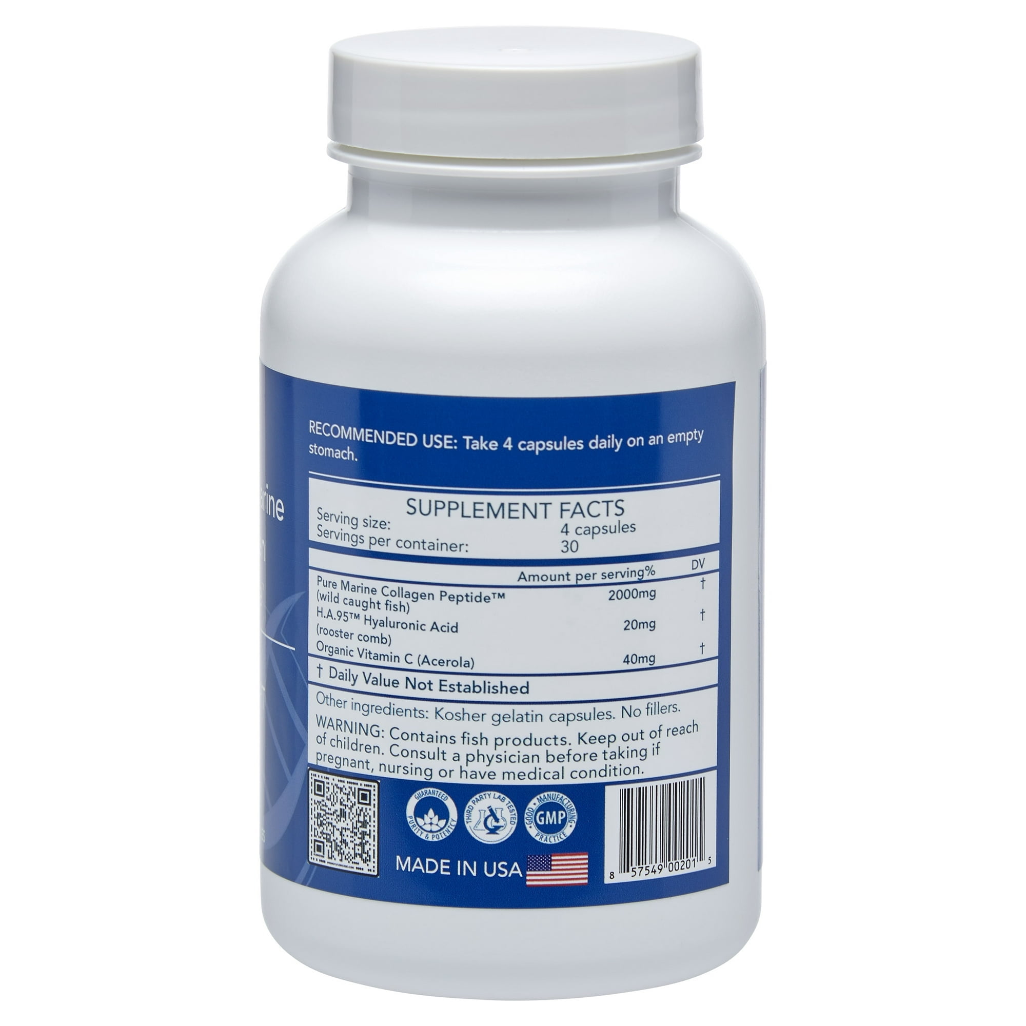 Longevity by Nature, Pure Marine Collagen Peptides Type I & III, 120 Capsules