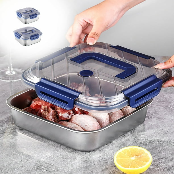 Fiudx Recipiente de Acero Inoxidable para Almacenar Alimentos, Tapa Hermética, Apto para Microondas y Congelador, Apto para Lavavajillas, Aislamiento Hermético, Organizador de Cocina Multiusos, Lonch
